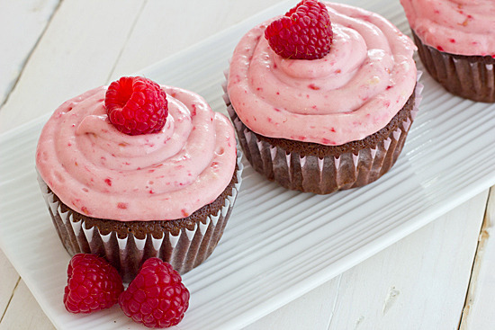 Chocolate Lambic Cupcakes With Raspberry Cream Cheese Frosting