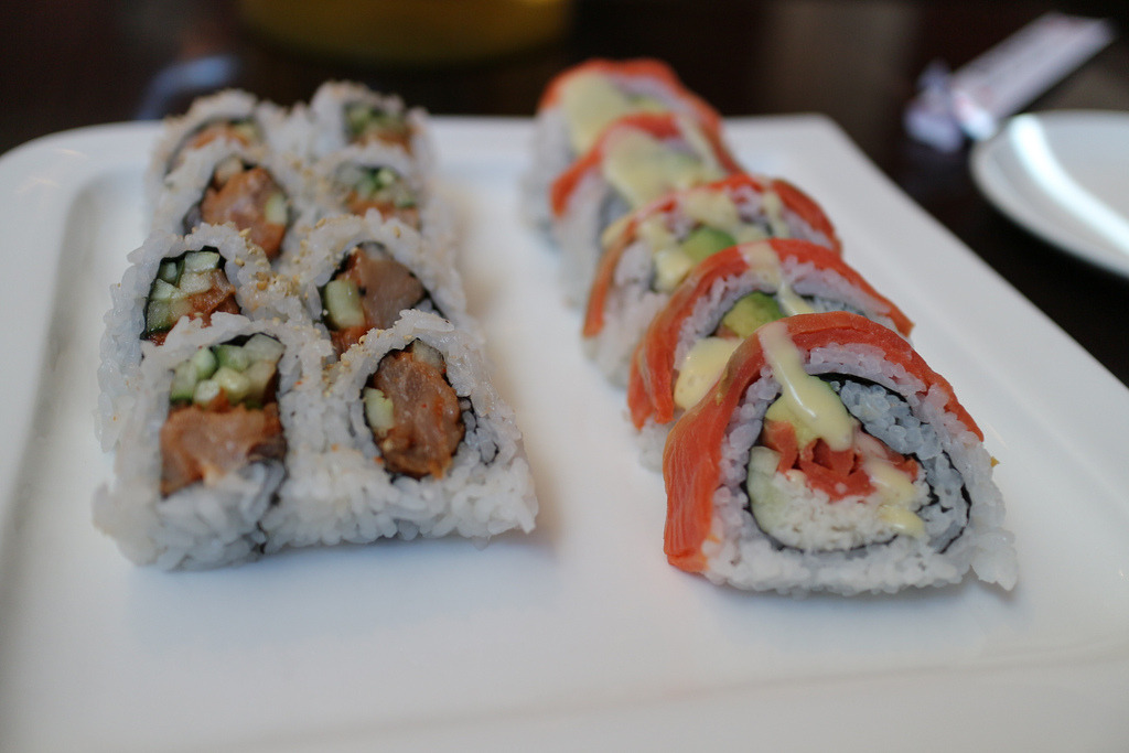 Spicy Tuna Roll and Smoked Salmon Roll