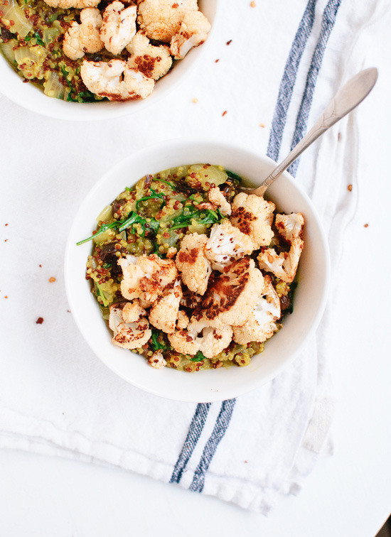 (via Curried Coconut Quinoa and Greens with Roasted Cauliflower Cookie and Kate)