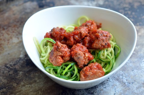 Zucchini Noodles and Meatballs