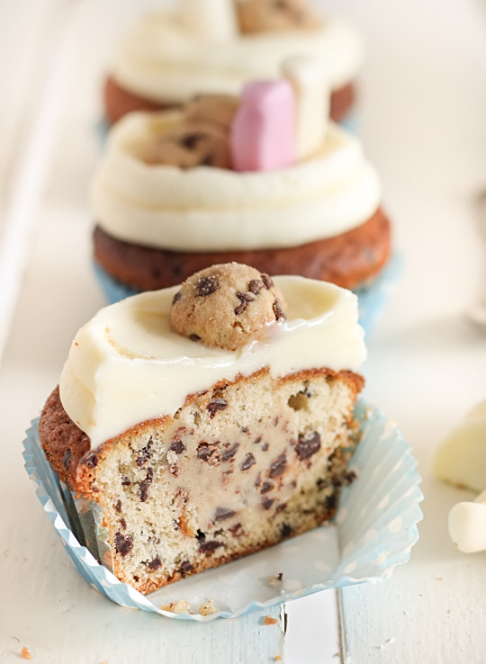 milk and chocolate chip cookie cupcakes.