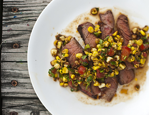 Grilled Top Sirloin Steaks with Corn Salsa