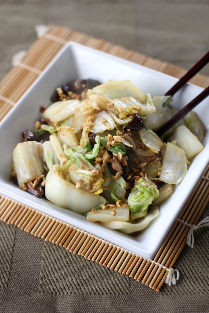 Stir Fried Chinese Cabbage and Shiitake Mushrooms