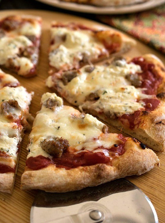 Sausage and ricotta pizza