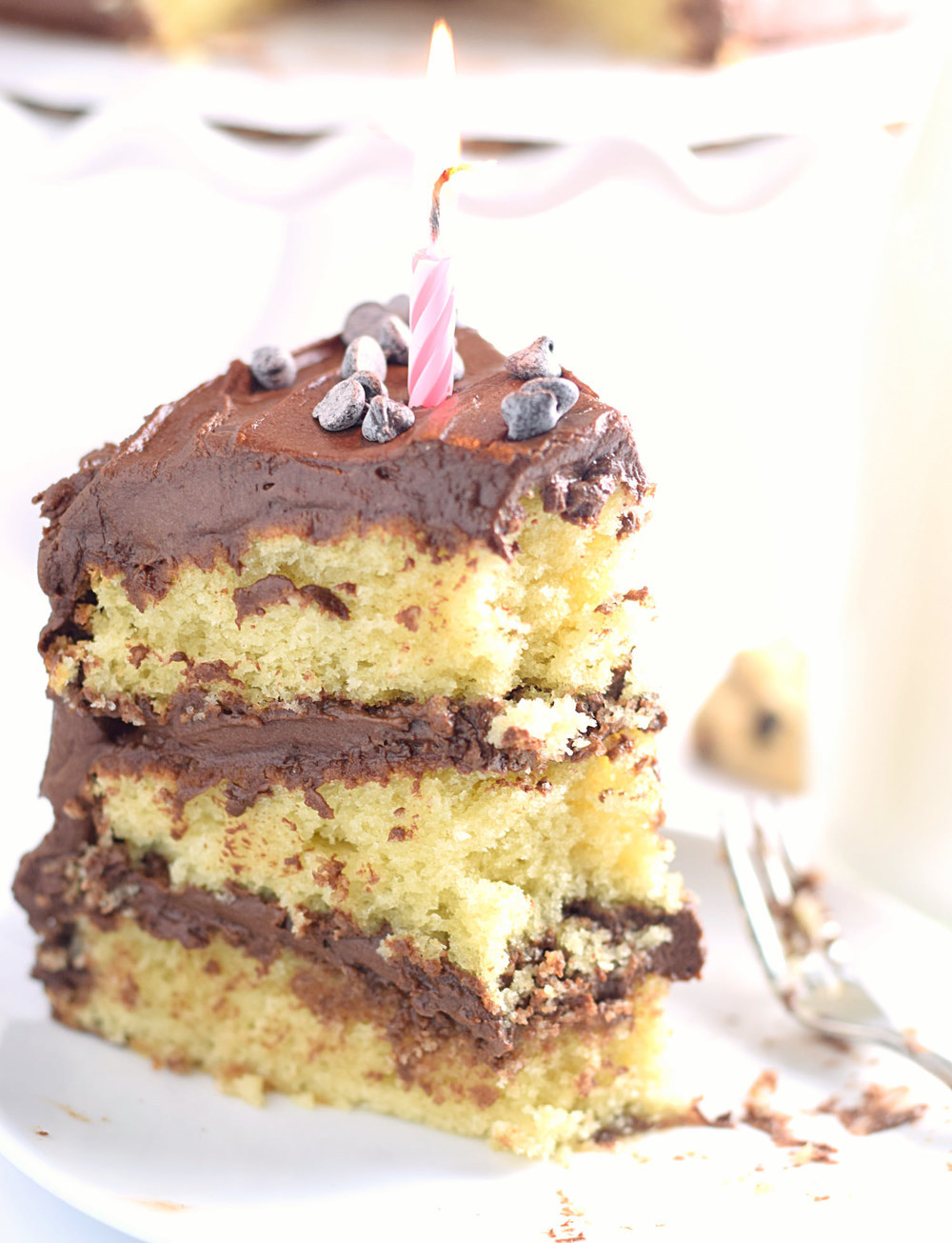 YELLOW LAYER CAKE WITH CHOCOLATE BUTTERCREAM FROSTING